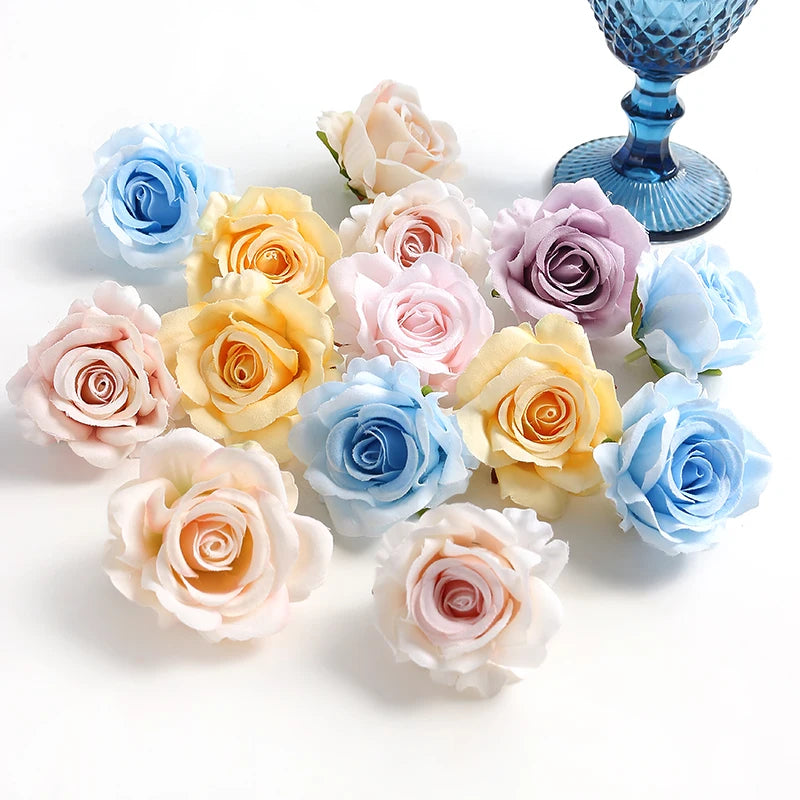 5/10pcs Rose Artificial Flowers Silk Fake Flower for Home Room Decor Wedding Decoration DIY Gift Wreath Candy Box Cake Ornament