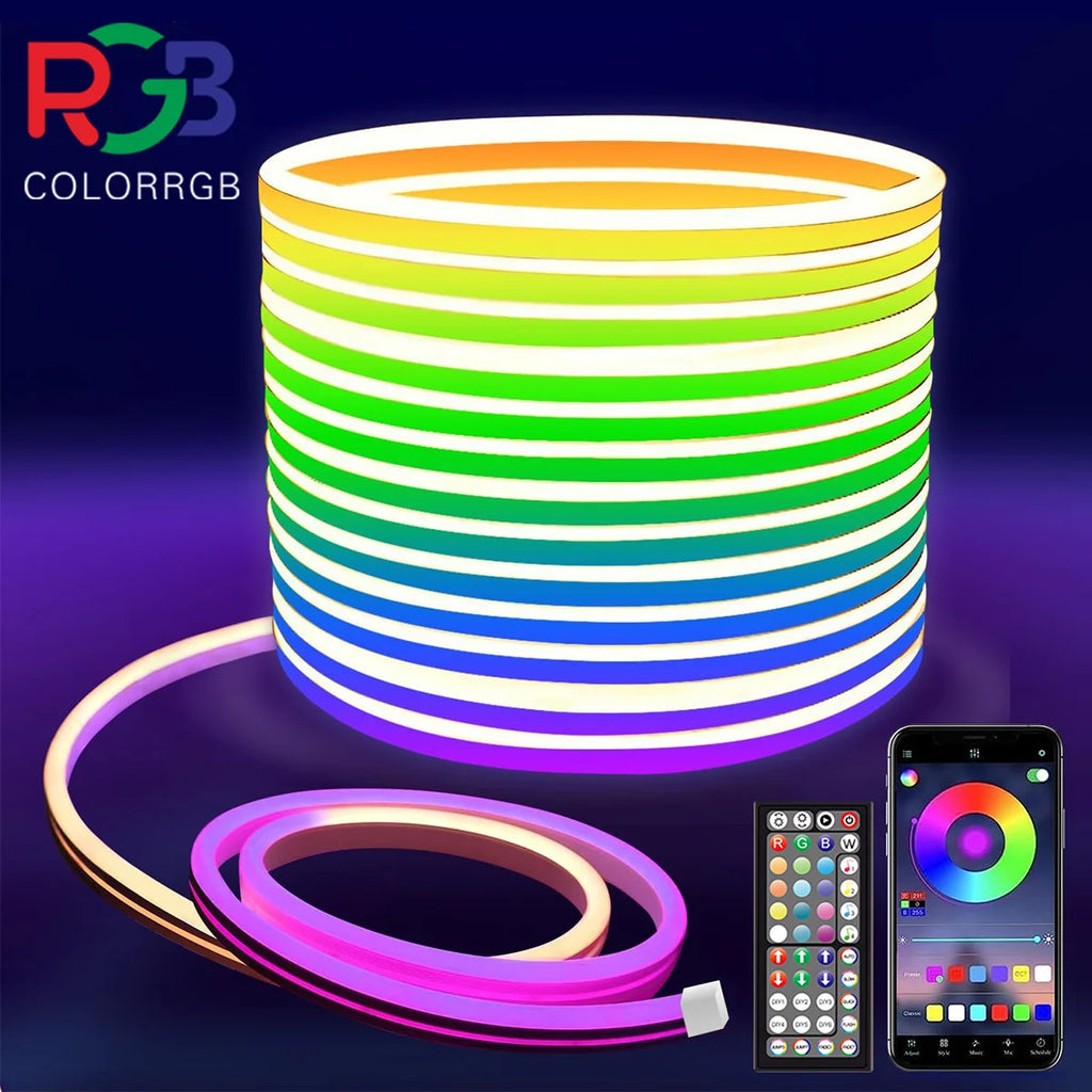 Striscia LED Neon RGB flessibile 24V con telecomando e app – IP65 waterproof