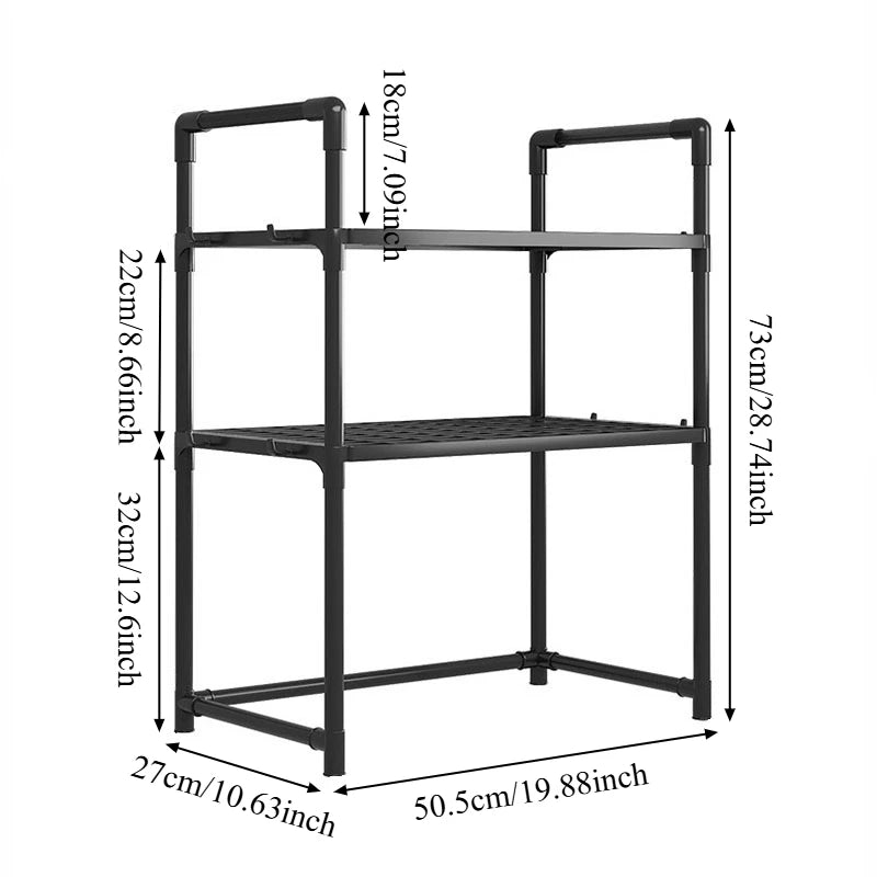 Scaffale regolabile per cucina con ganci ripiano rinforzato per microonde e…