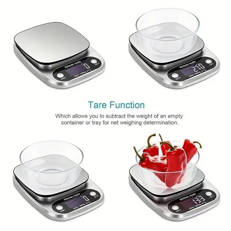 Bilancia da cucina digitale 10 kg con display LCD e 6 unità di misura