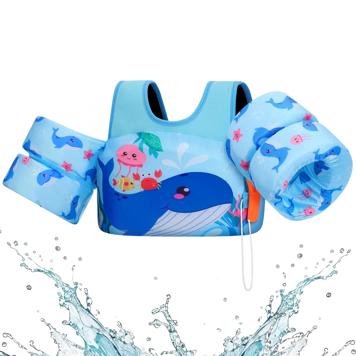 Gilet de sauvetage pour enfants avec sifflet, brassards en mousse pour piscine et kayak