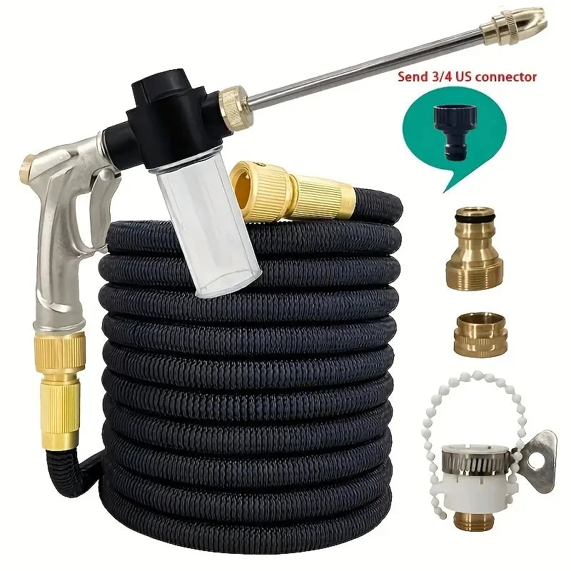 Tubo da Giardino Flessibile Telescopico, Alta Pressione, Nozzle Regolabile