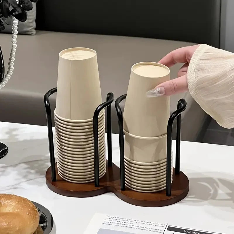 Portacoppette monouso in bambù – Scaffale da tavola per tazze e mug
