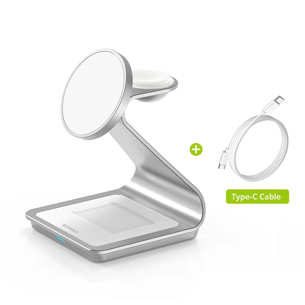 Caricatore wireless 3 in 1 magnetico 30W per iPhone, Apple Watch e AirPods