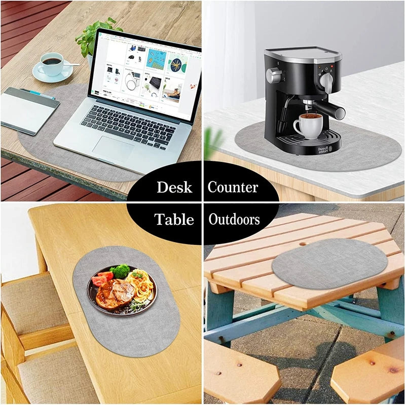 oval decorative placemats set (1/4/6 pcs) – heat‑resistant faux leather, non‑slip