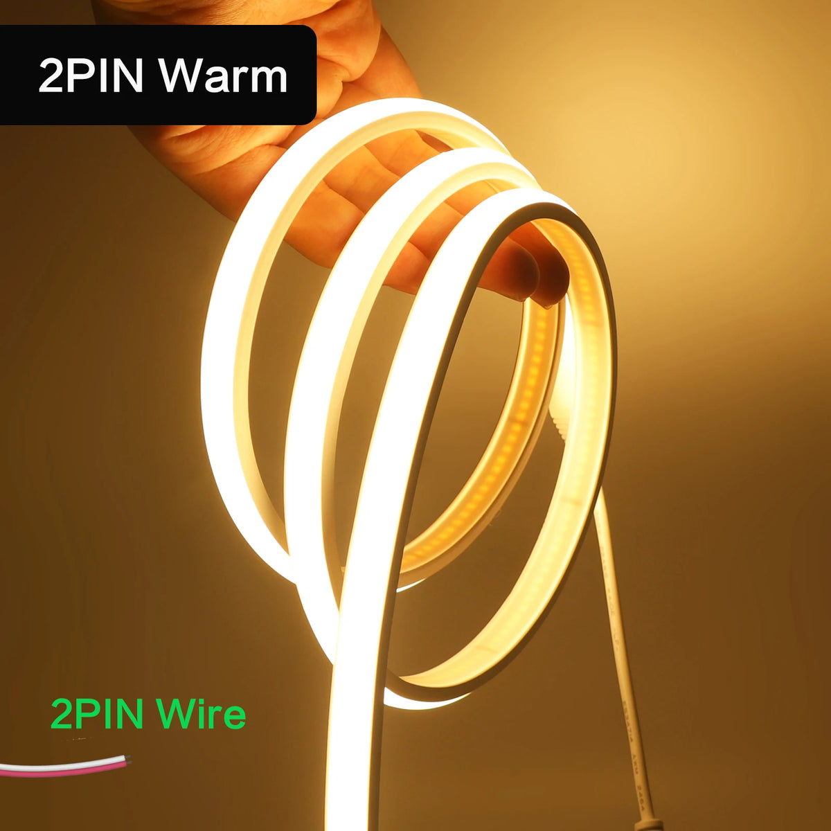 Striscia LED Neon 5V USB, 320 LED/m, dimmer, IP68, luce calda/bianca
