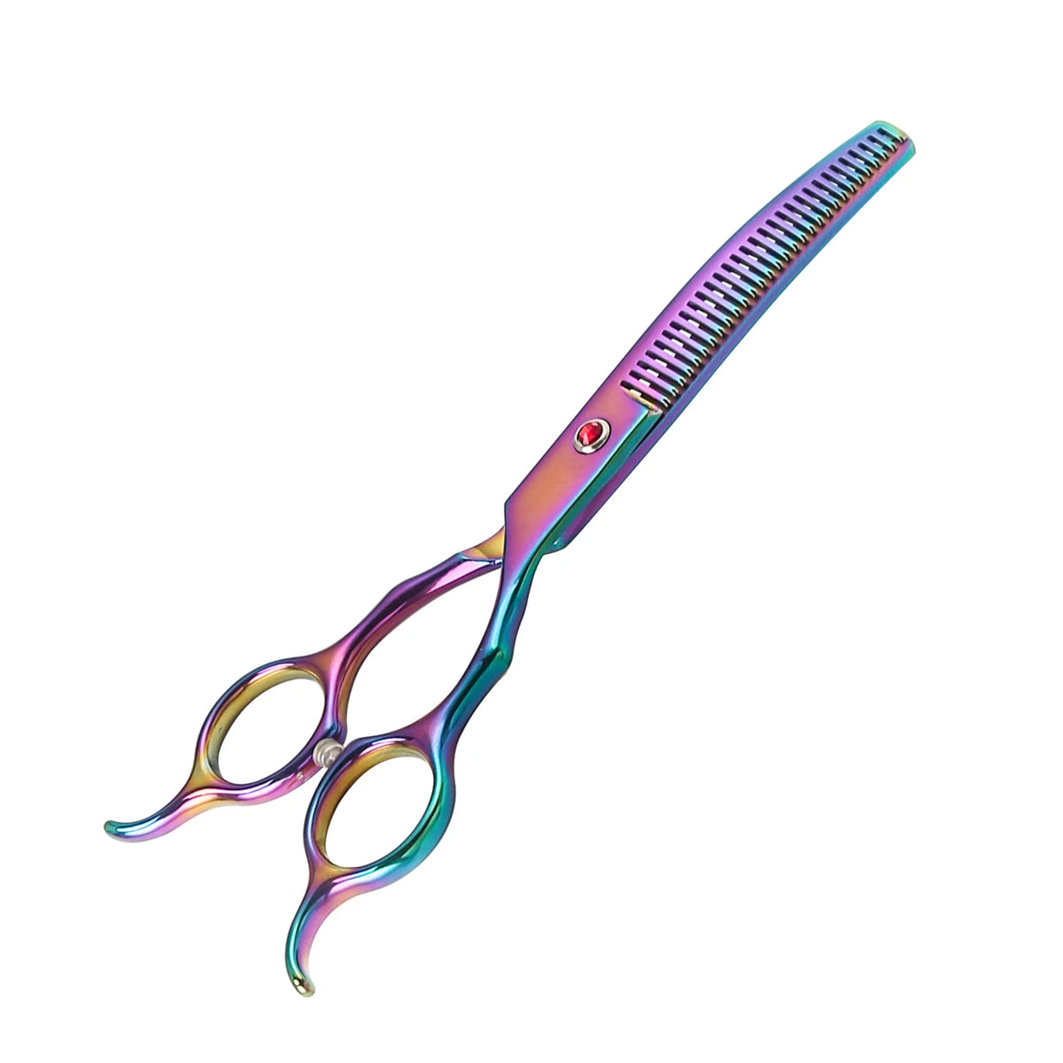 Forbici Curvate Doppio Punte per Grooming Canino – Scialbatura Professionale