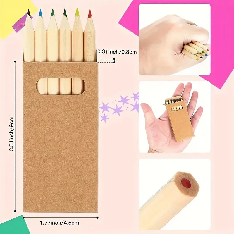 36/12pcs 8.8CM Mini Colored Pencil in Kraft Box Kawaii Kids Children Draw Pen Cute Wooden Colored Pencil for School Party Gift