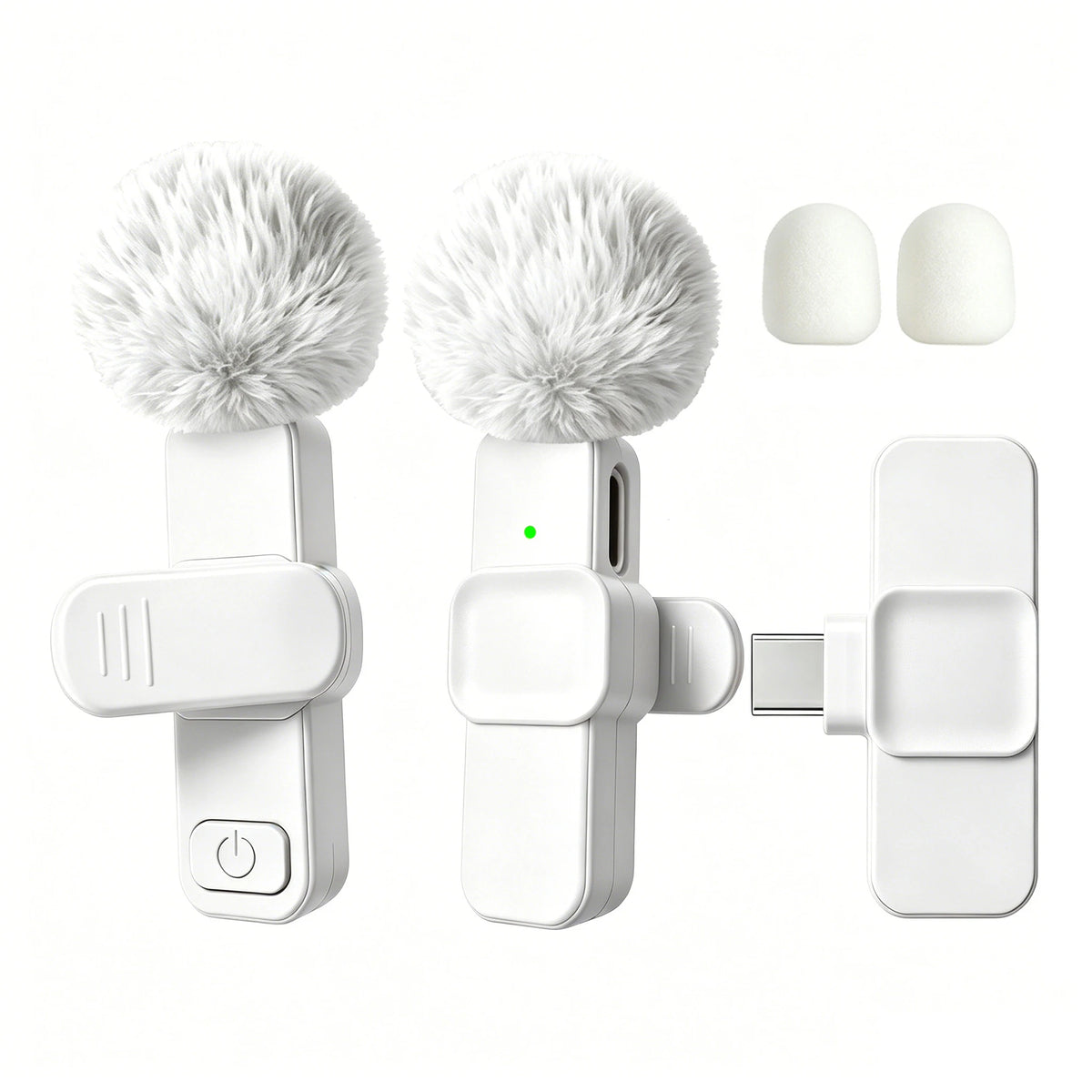 Microfono Lavalier Wireless Type‑C con Riduzione Rumore e Copertura Antivento