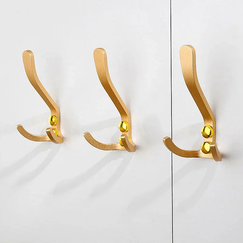 Gancio Muro Biancheria in Alluminio Nero Oro - Appendiabiti Portachiavi Bagno