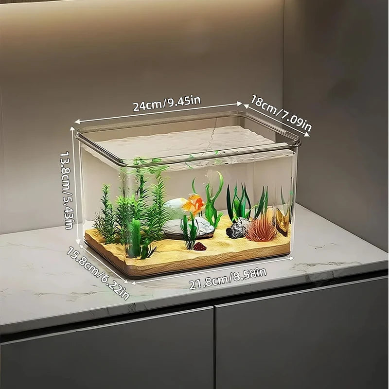 Acquario da scrivania 360° panoramico mini in PET trasparente – per principianti