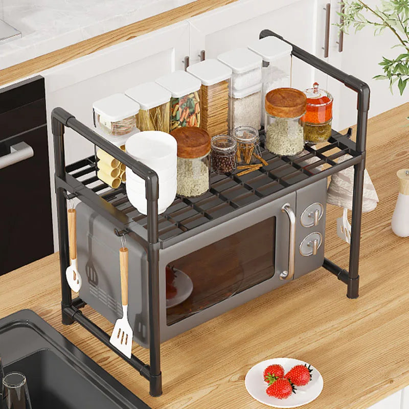 Scaffale regolabile per cucina con ganci ripiano rinforzato per microonde e…