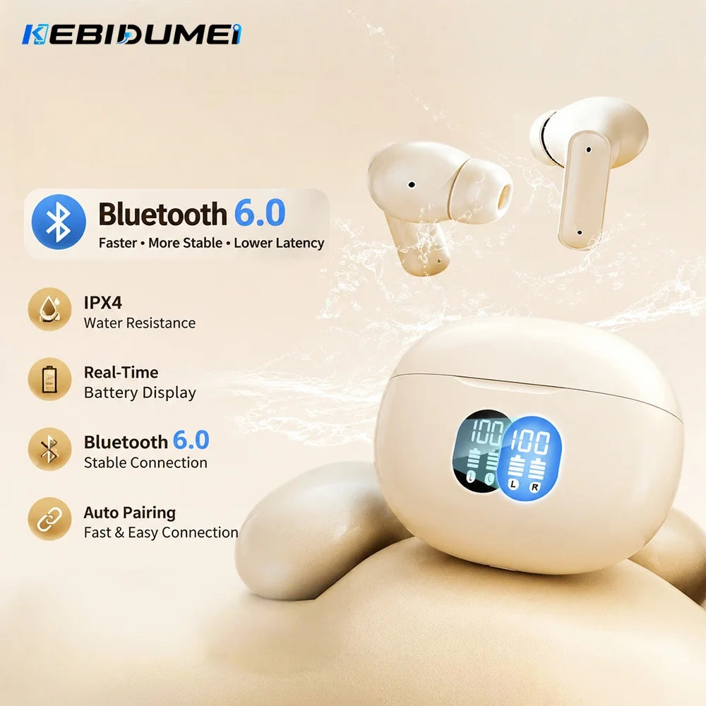 Auricolari Bluetooth 6.0 True Wireless con ANC, LED battery display e IPX4