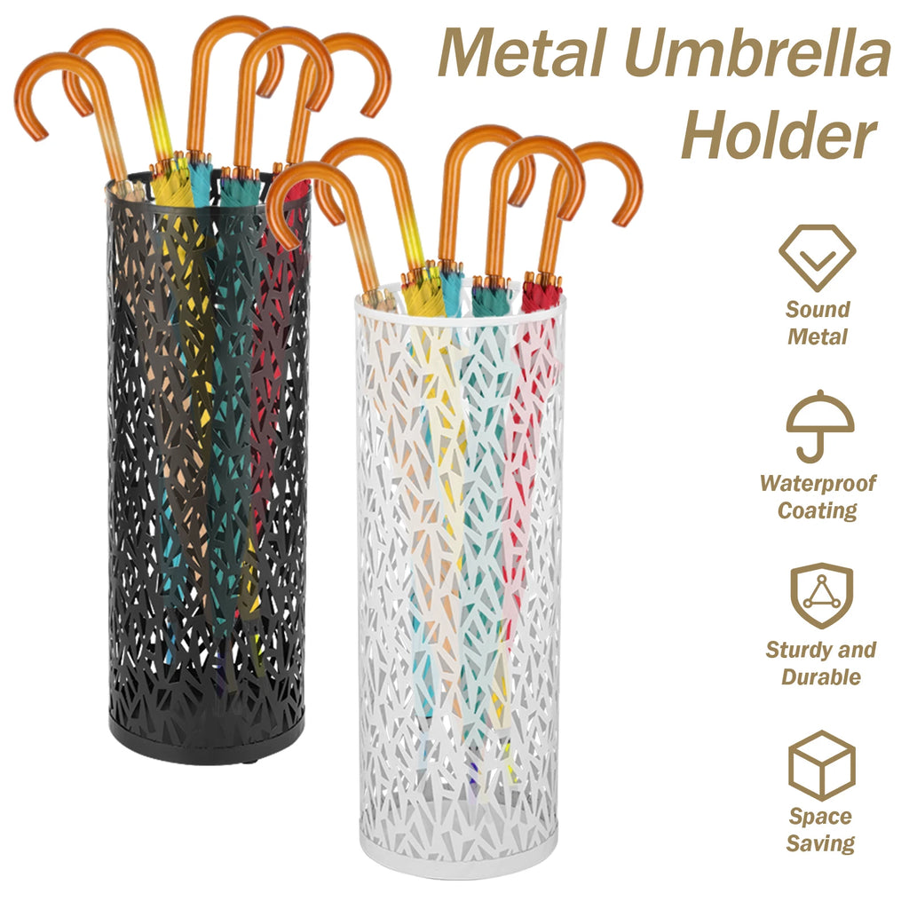 Metal Umbrella Storage Rack Round Umbrella Holder Bin Waterproof Multipurpose Umbrella Stand Rack For Home Office Hotel Entryway