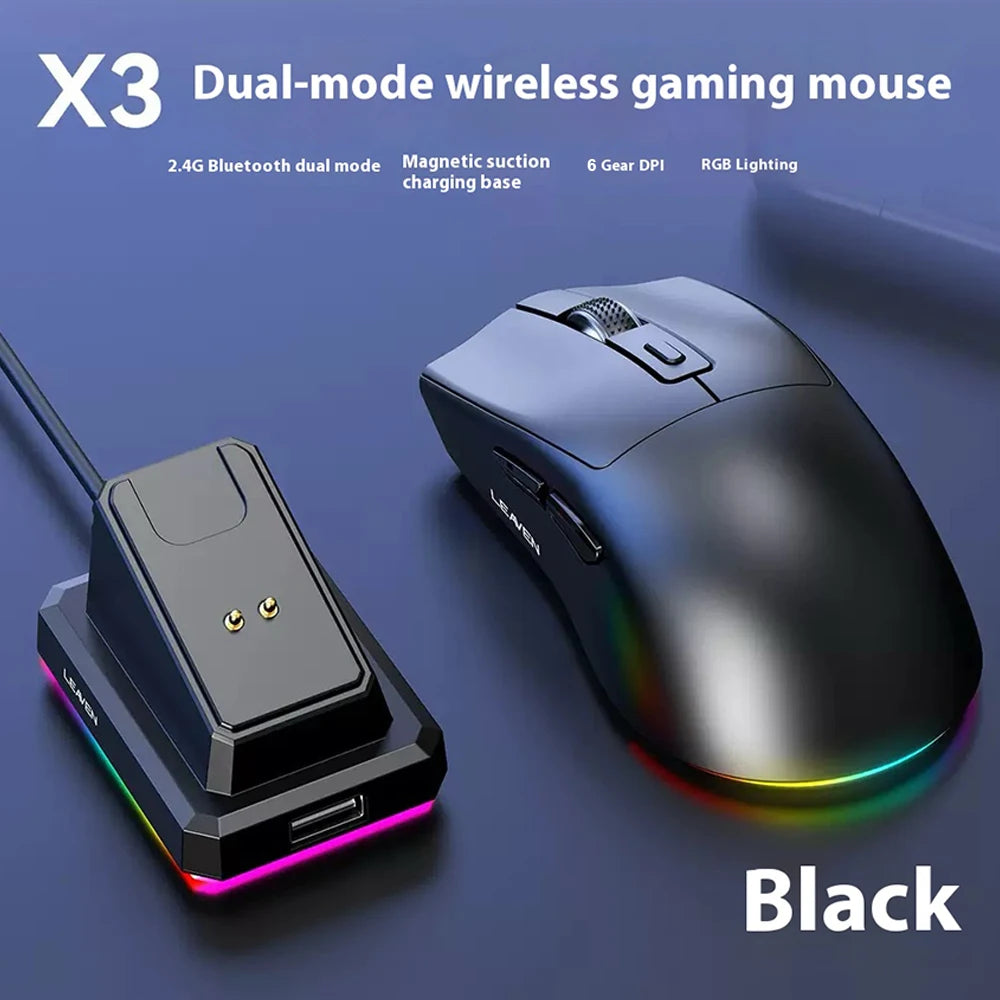 Mouse Gaming Wireless Dual Mode con Dock di Ricarica Magnetico RGB - 2000 DPI