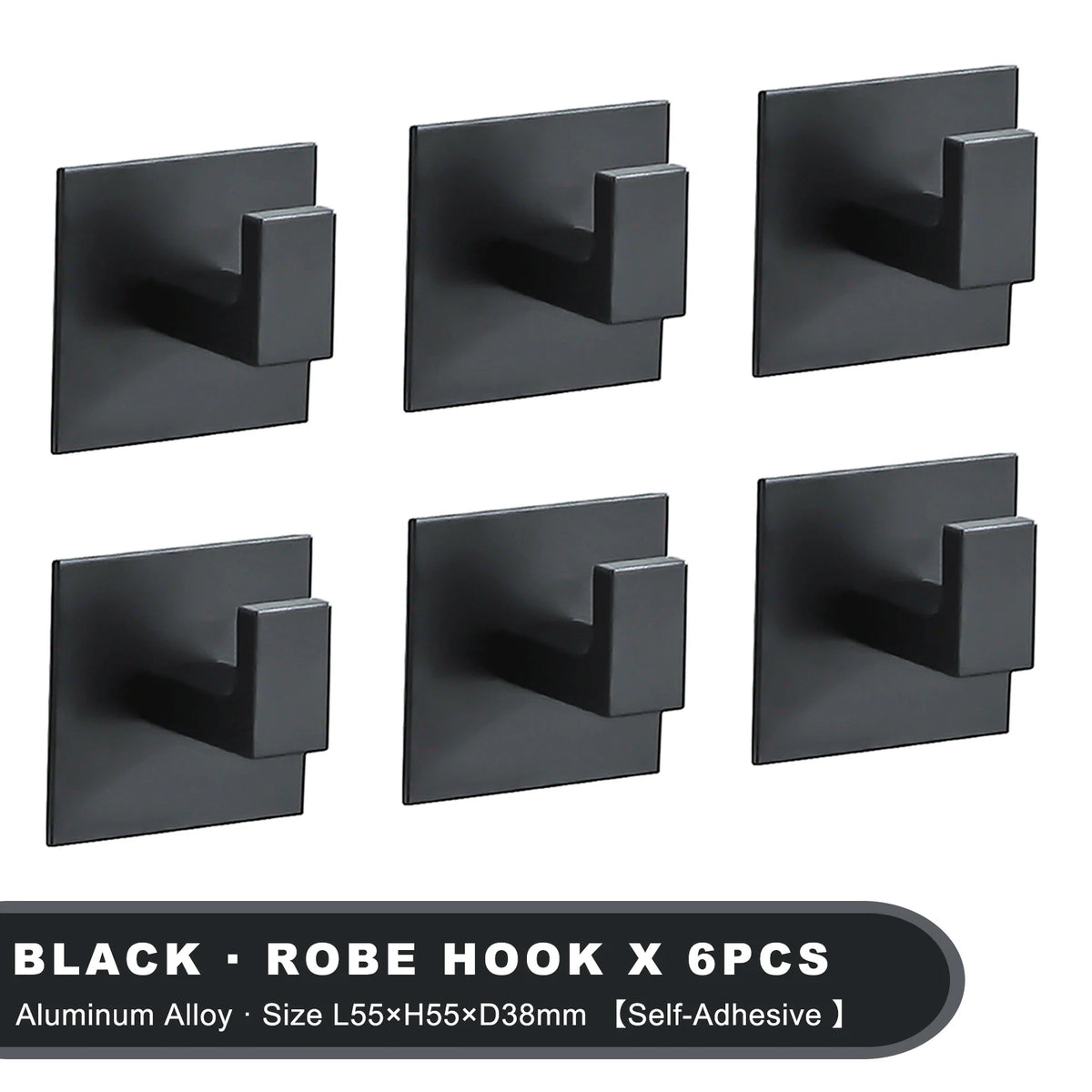 strong adhesive wall hook set – 1 to 4 black matte hooks for coat, towel, robe