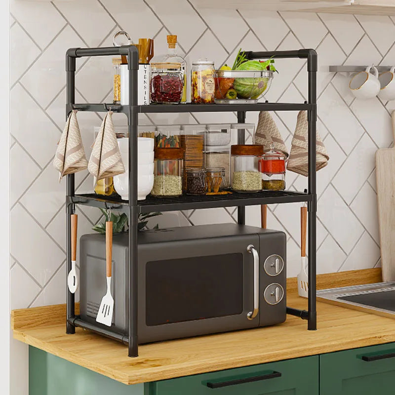 Scaffale regolabile per cucina con ganci ripiano rinforzato per microonde e…