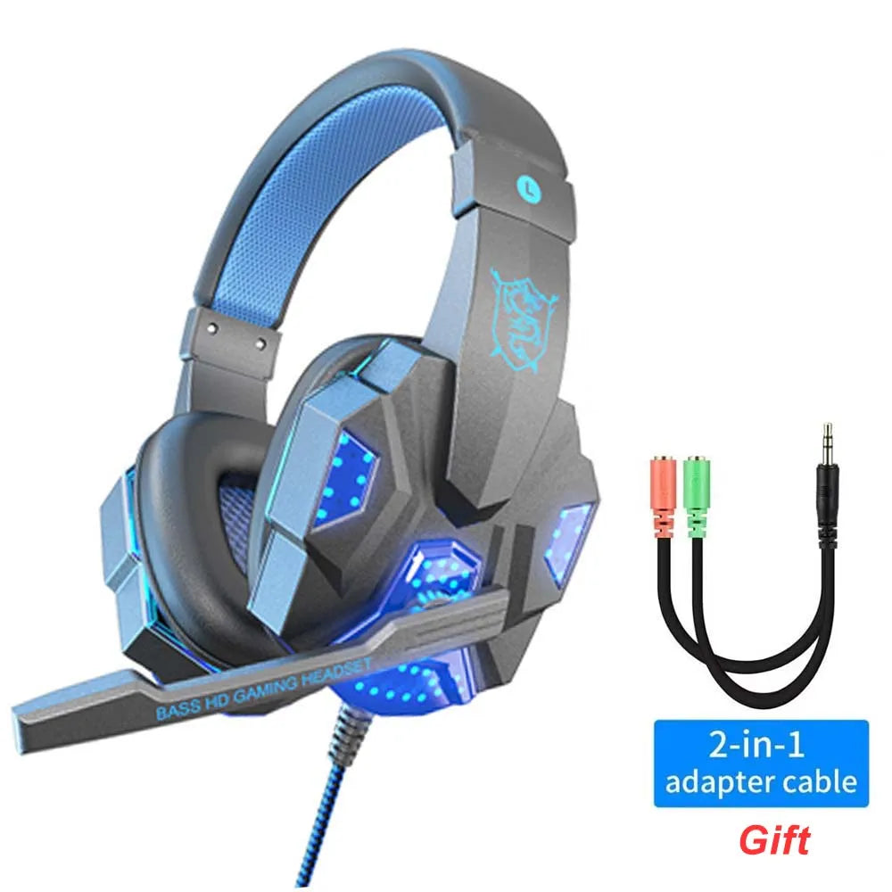 Cuffie Gaming RGB con Microfono, Cavo 3.5 mm, Noise Cancelling, Bass Stereo