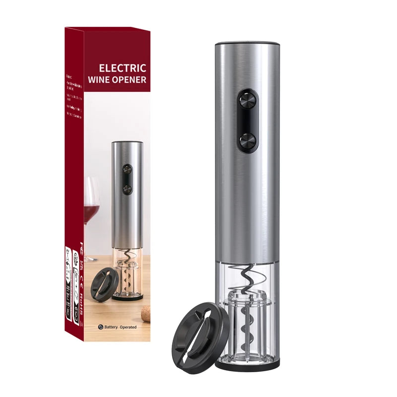 Apri Bottiglie Elettrico in Acciaio Inox con Luce LED e Tagliacapsula