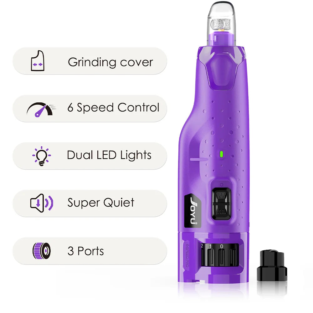 Levigatore per unghie cani silenzioso 6 velocità con 2 LED e protezione polvere