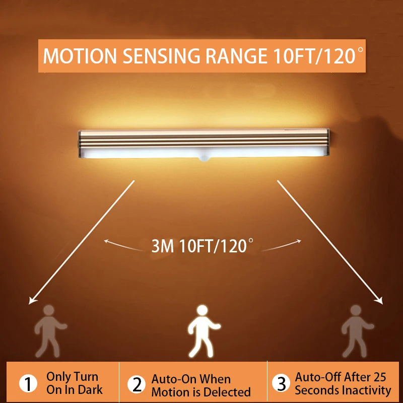 Lampada LED a Sensore di Movimento Ricaricabile, Tipo C, 50 cm, luce notturna…
