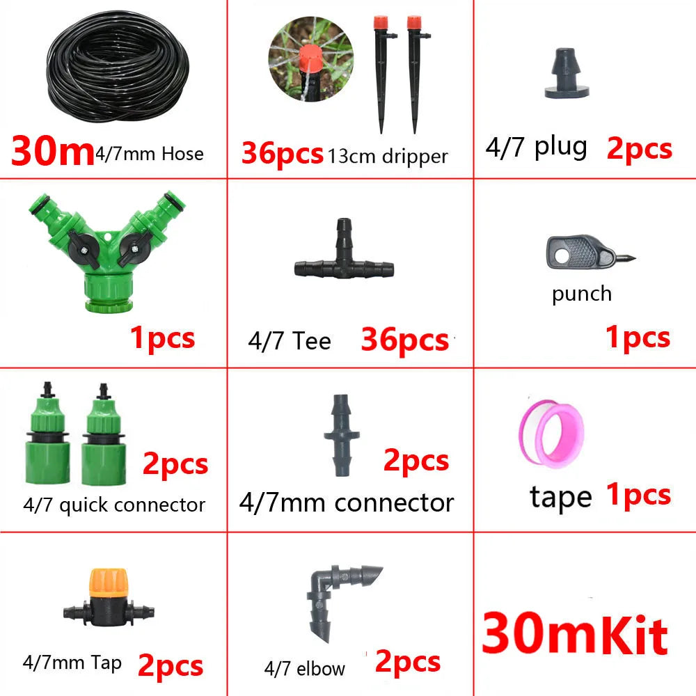 Irrigazione a goccia automatico 5‑50 m – Kit con gocciolatori rossi