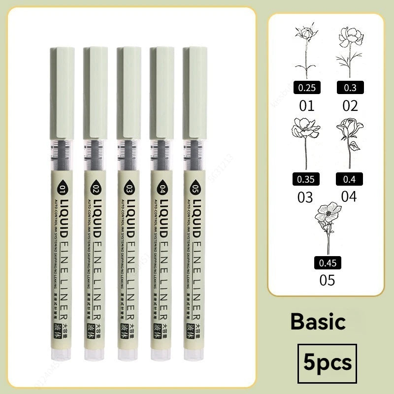 Professional 5/8pc Manga Art Marker Set Fine Line Sketch Pens for Drawing Illustration & Calligraphy Artist School Supplies Kit