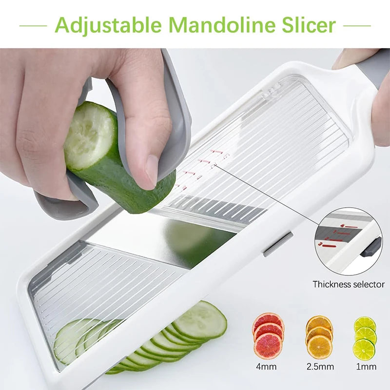 Mandolina regolabile in acciaio inox per verdure, frutta e formaggi