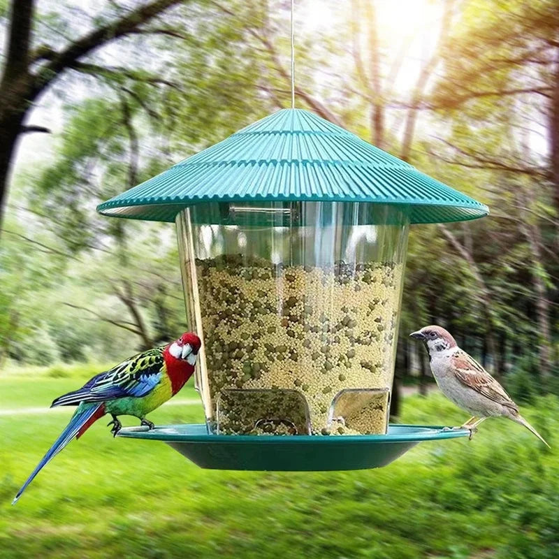 Mangime per uccelli da giardino con sospensione a forma di gazebo