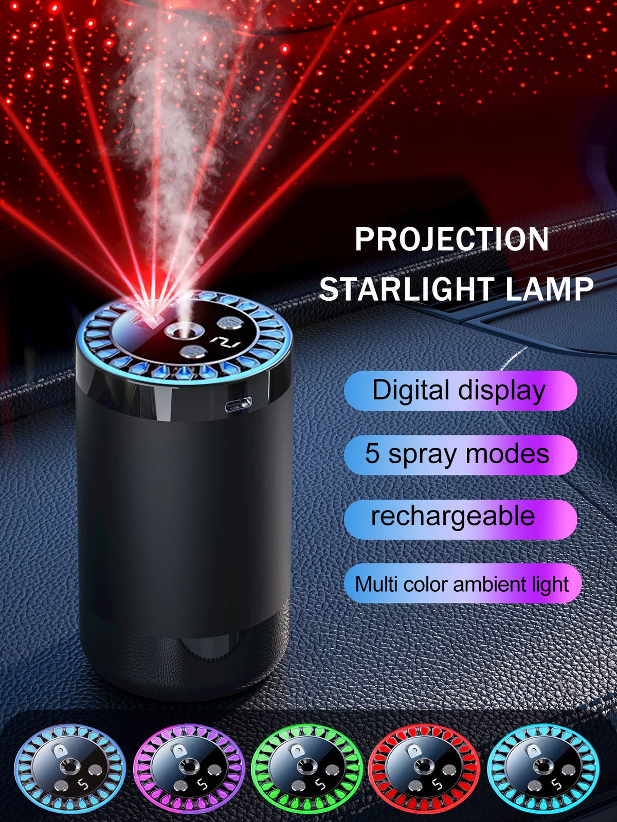 Lampada romantica a luce multicolore ricaricabile con diffusore aromatico per…