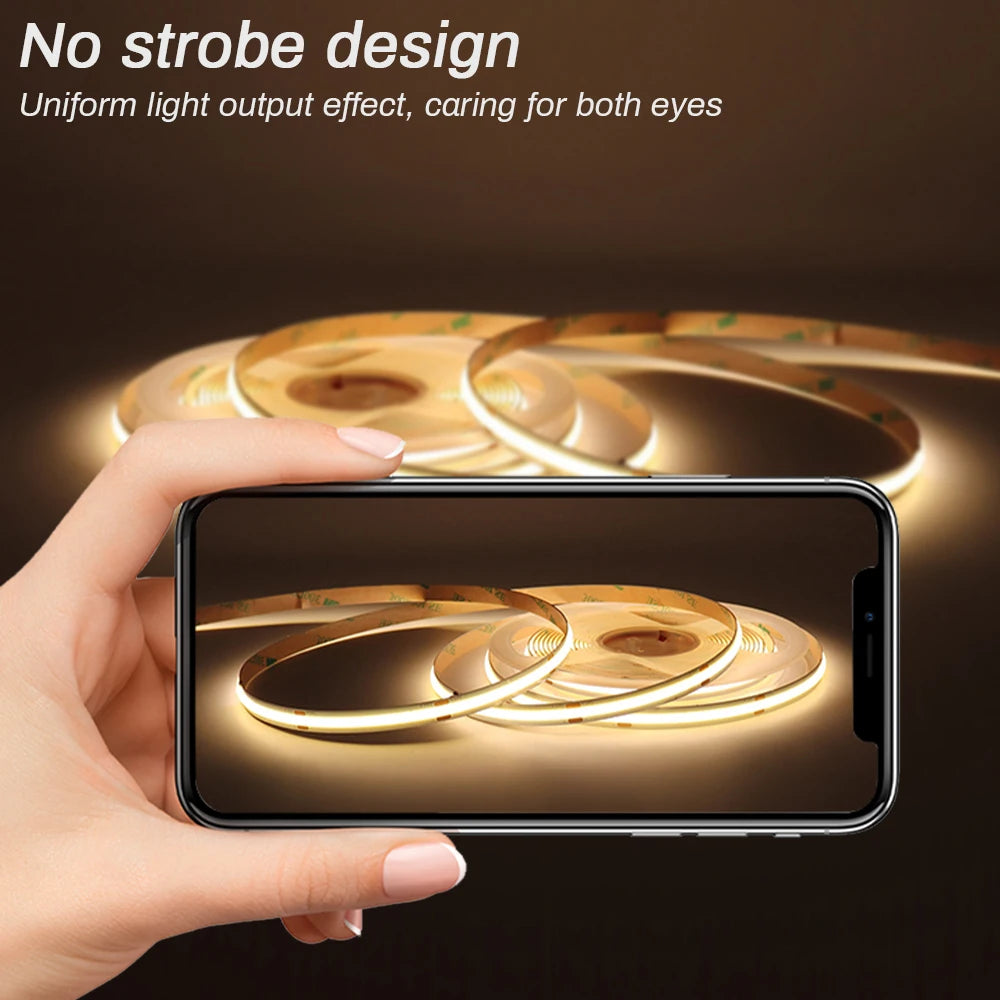 Striscia LED COB 12V/24V 3‑5mm dimmerabile 3000‑6000K per casa