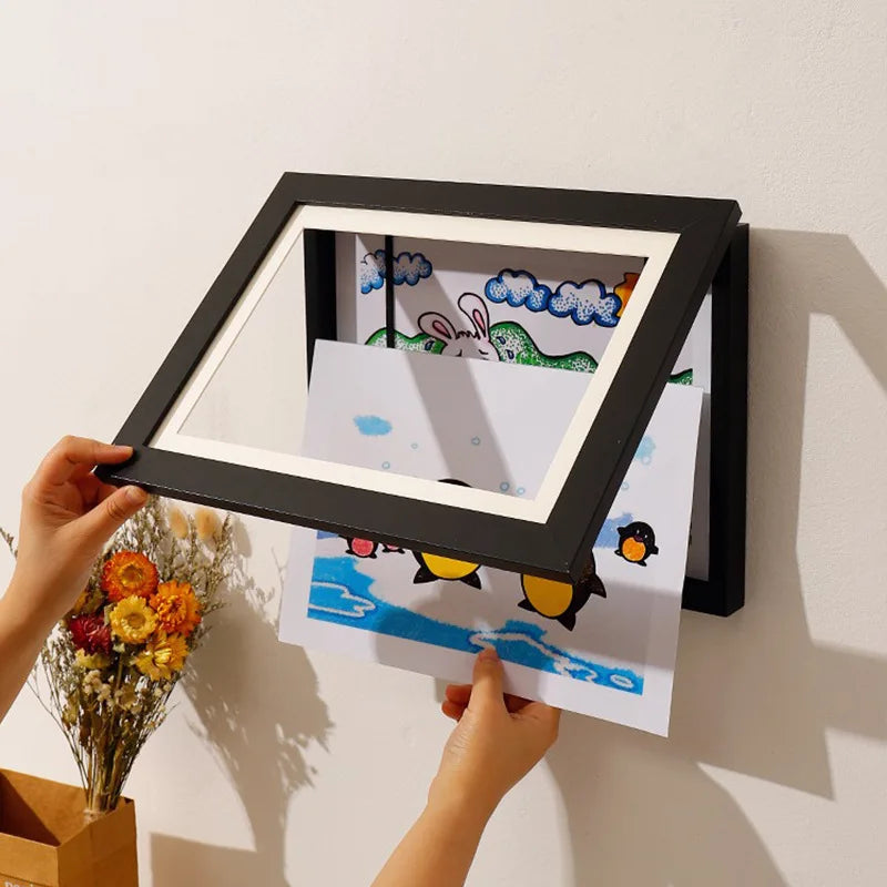 Cornice Arte Bambini 3 Colori A4/6" Quadro Legno Sostituibile