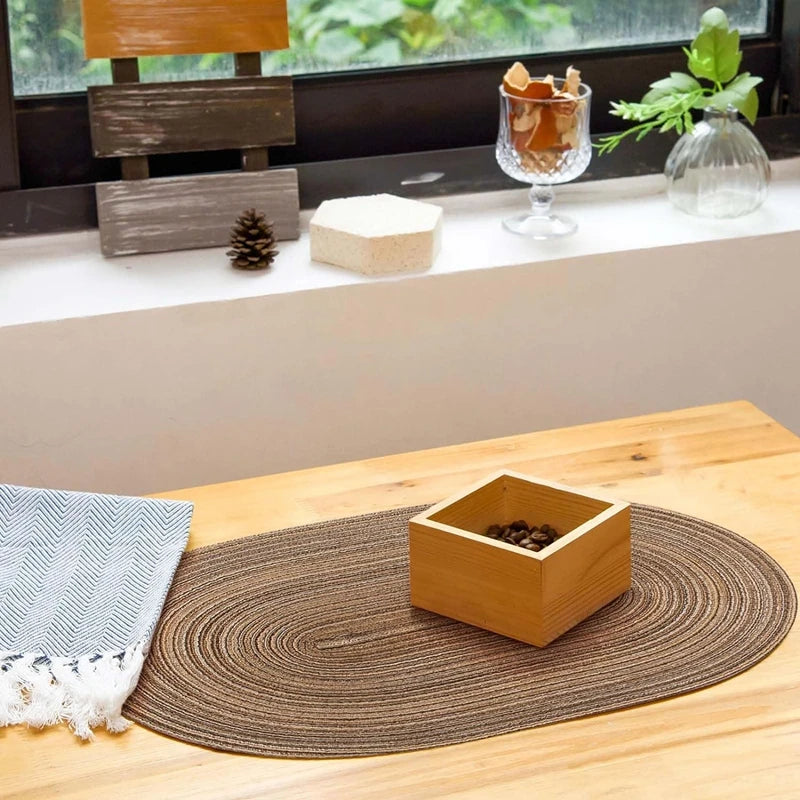Tovagliette Ovale Intrecciate in Eco-Poliestere – Set da 1, 4, 6 o 10 pezzi