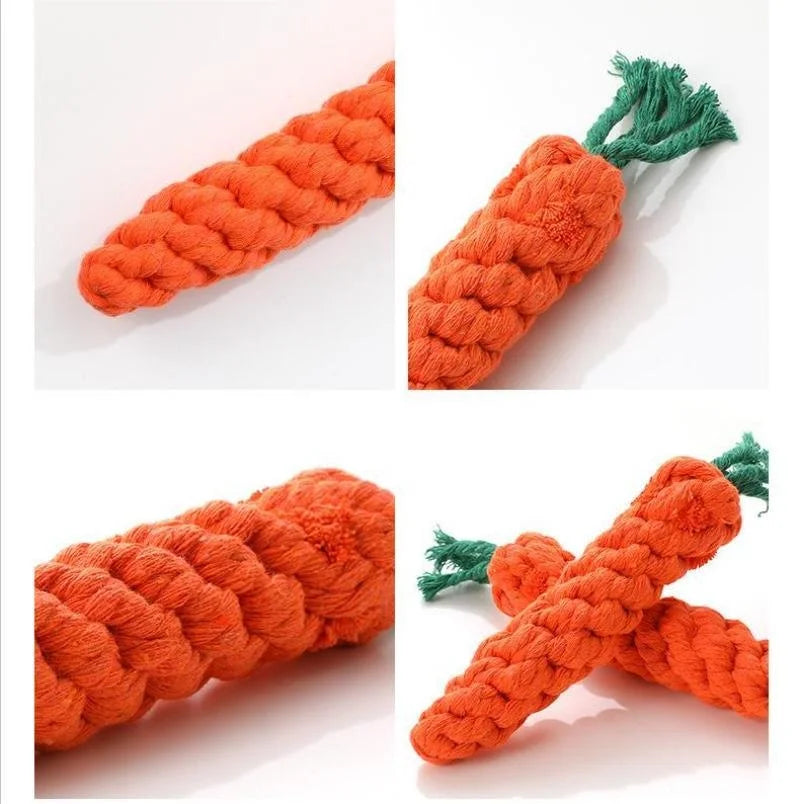Gioco a Nodo a Forma di Carota per Cani e Gatti – Corda di Cotone