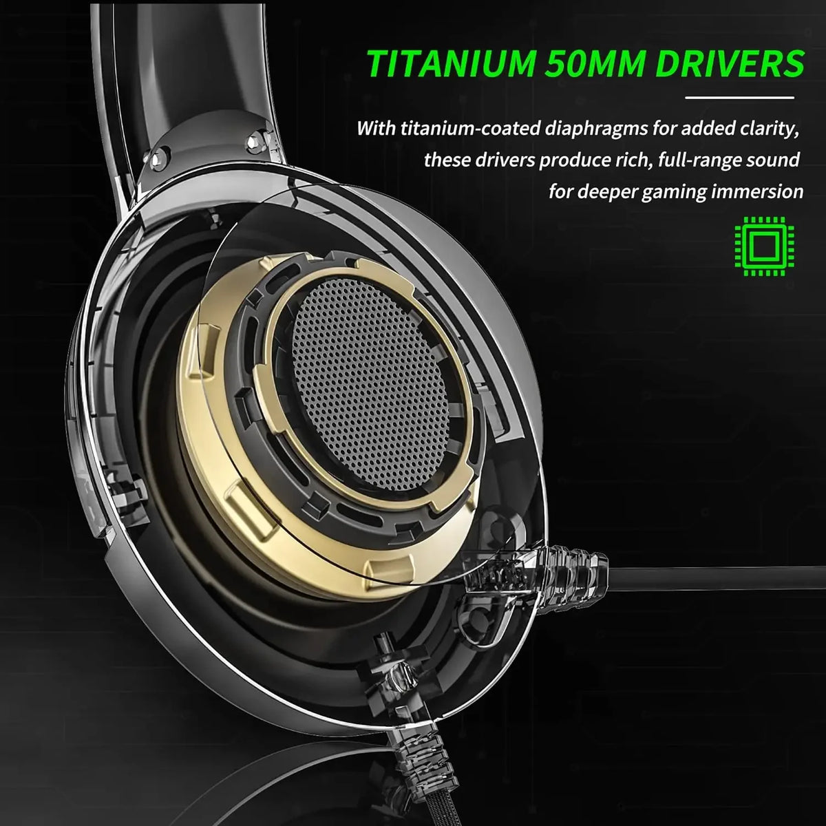 Headset Gaming con Microfono per Xbox, PS5, PC – 50mm Driver Titanio, Cavo 1.8m