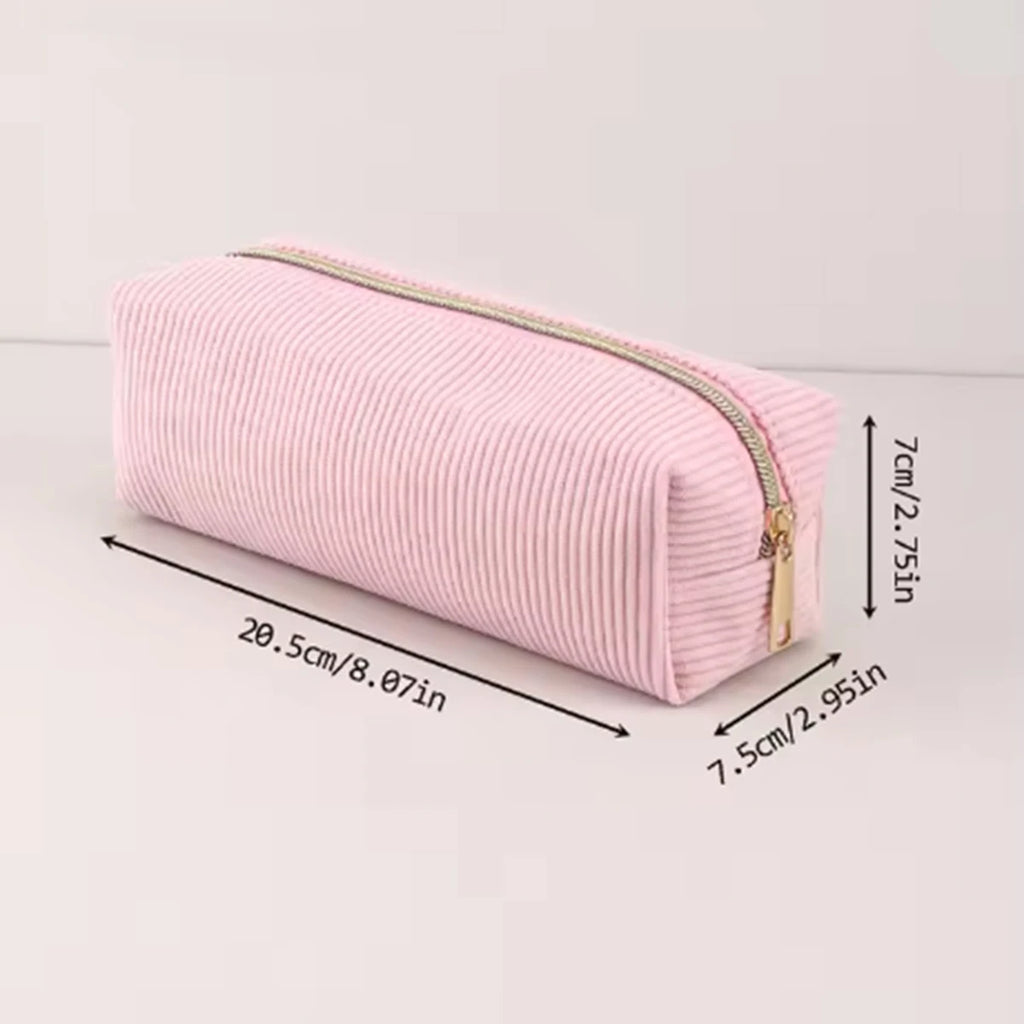 1pc solid color pencil case - large capacity school & office bag