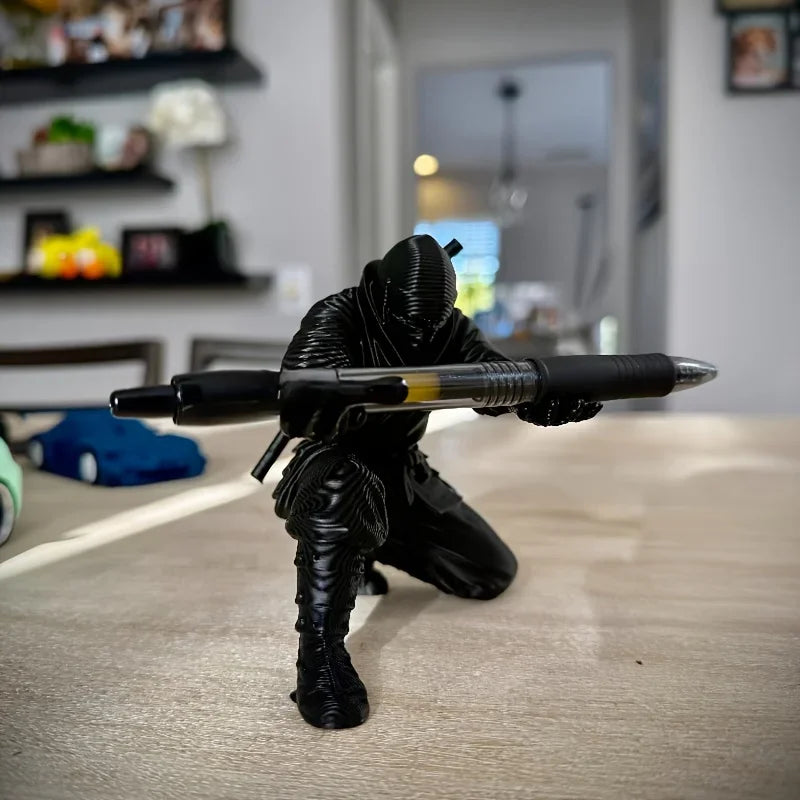 Ninja Pen Holder 3D Printed Samurai Desk Ornament Stationery Organizer For Gaming Setup Office Men Gift