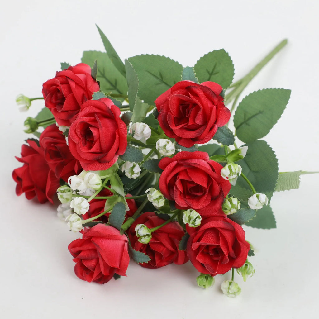 1Pcs Artificial Flowers Bouquet Silk Rose Fake Flowers for Home Room Table Vase Decor Wedding Decoration DIY Gifts Accessories