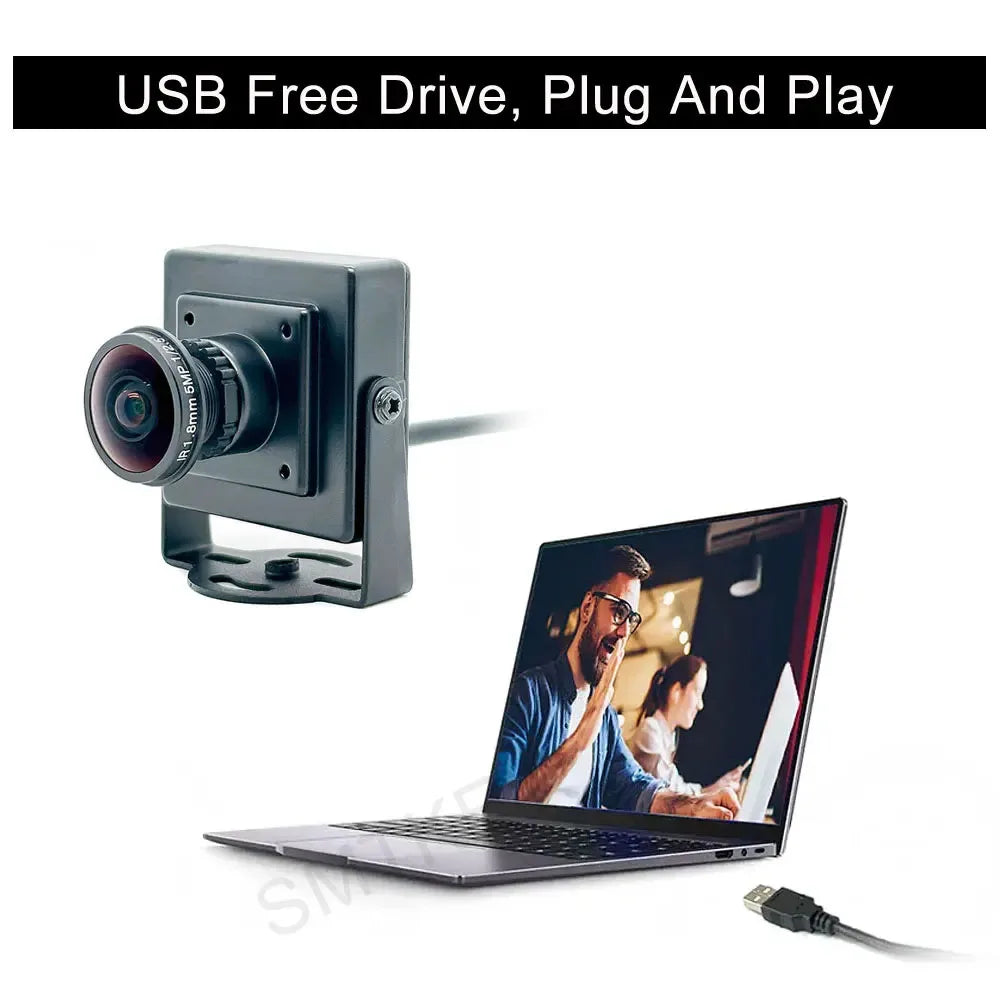 Webcam USB Mini HD 2K 4MP con angolo ampio 150° e lente 1.7‑2.1 mm, 30 fps