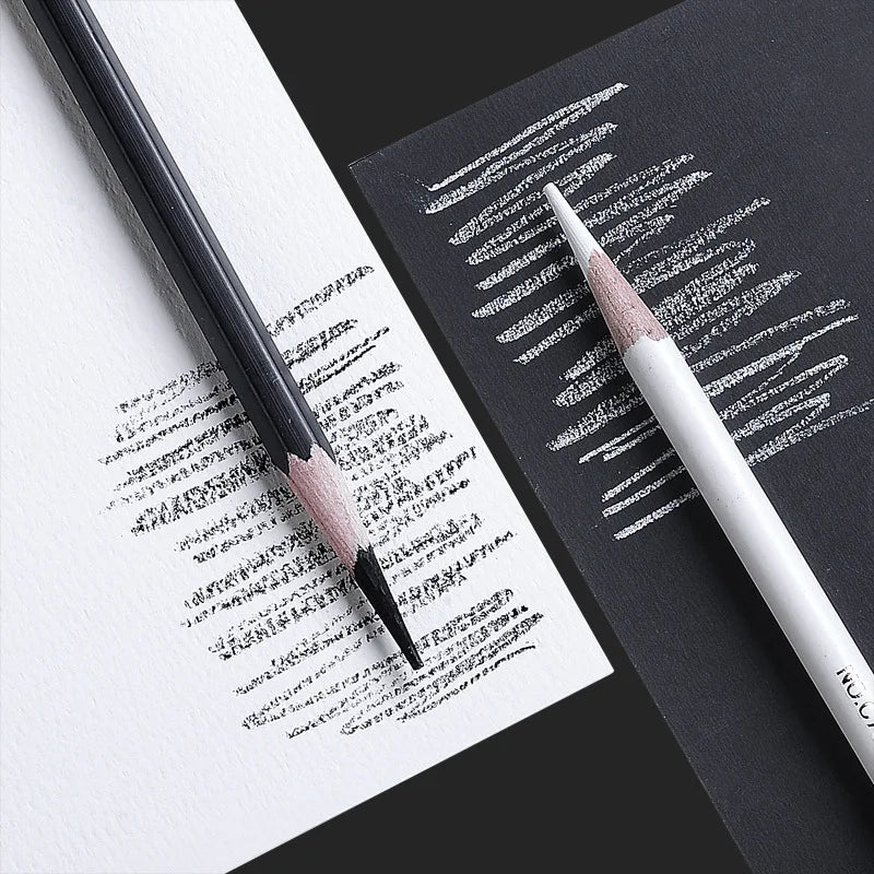 Set da 6 matite professionali Nero e Bianco per disegno su carta scura