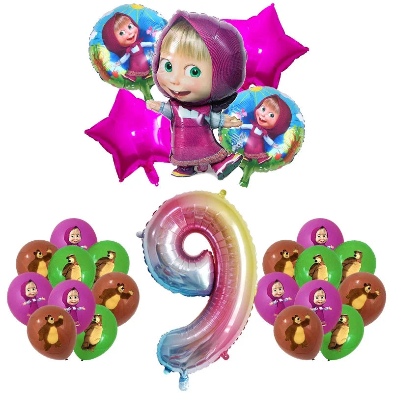 Decorazioni per festa di compleanno Masha e Orso – Palloncini cartoon, set 24…