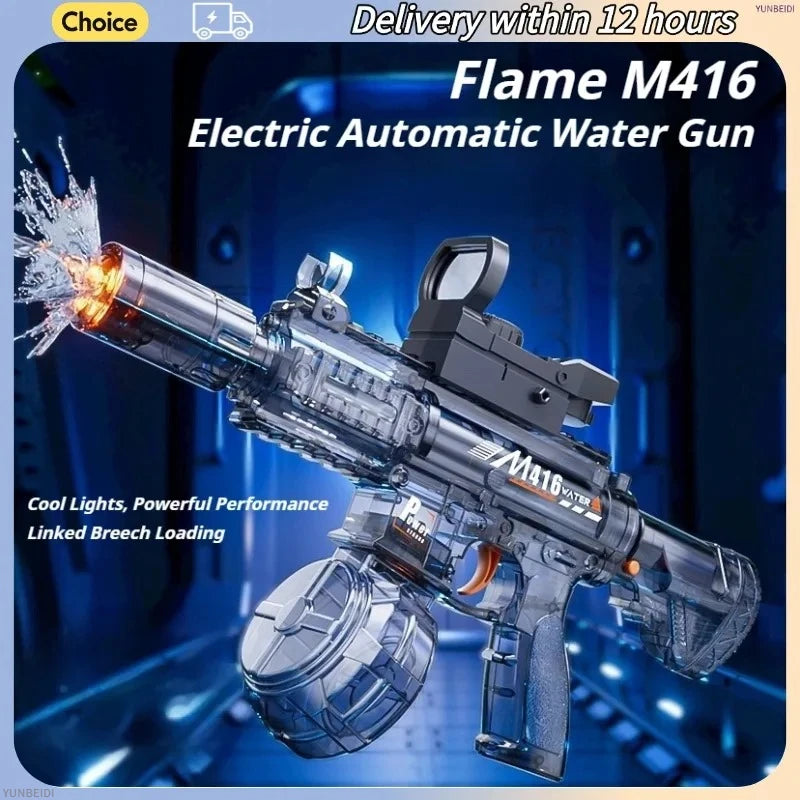 M416 Electric Water Spraying Gun with Flash Fully Automatic Charging High-Speed Continuous Fire Summer Toy Spraying Gun Kid Gift