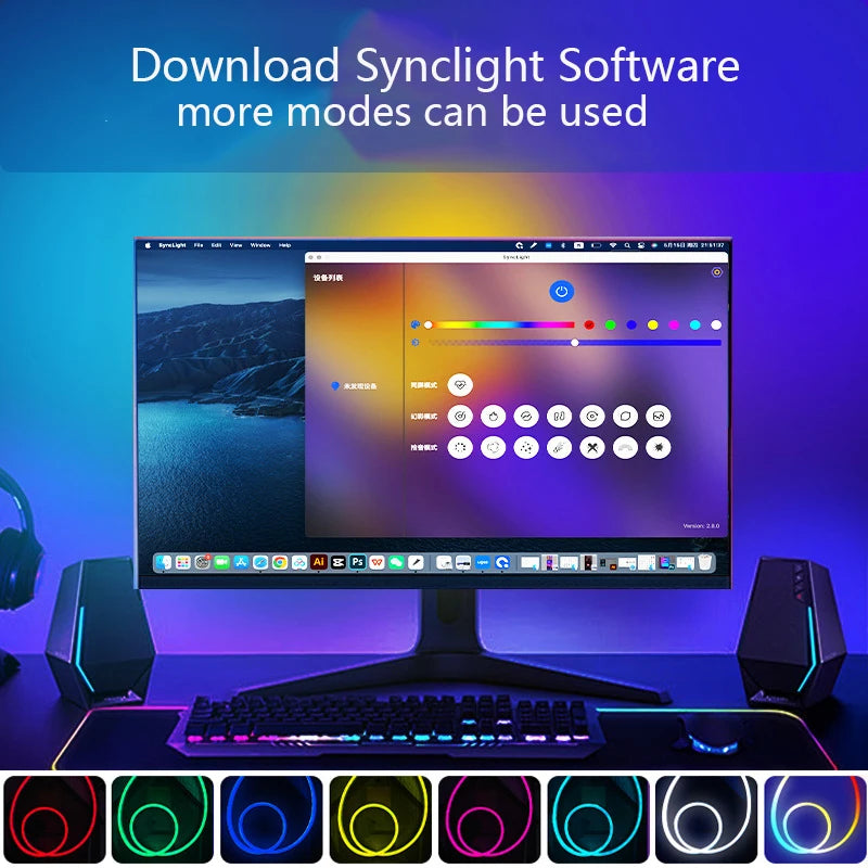 Striscia LED RGB per monitor: sincronizzazione colore, musica e controllo app
