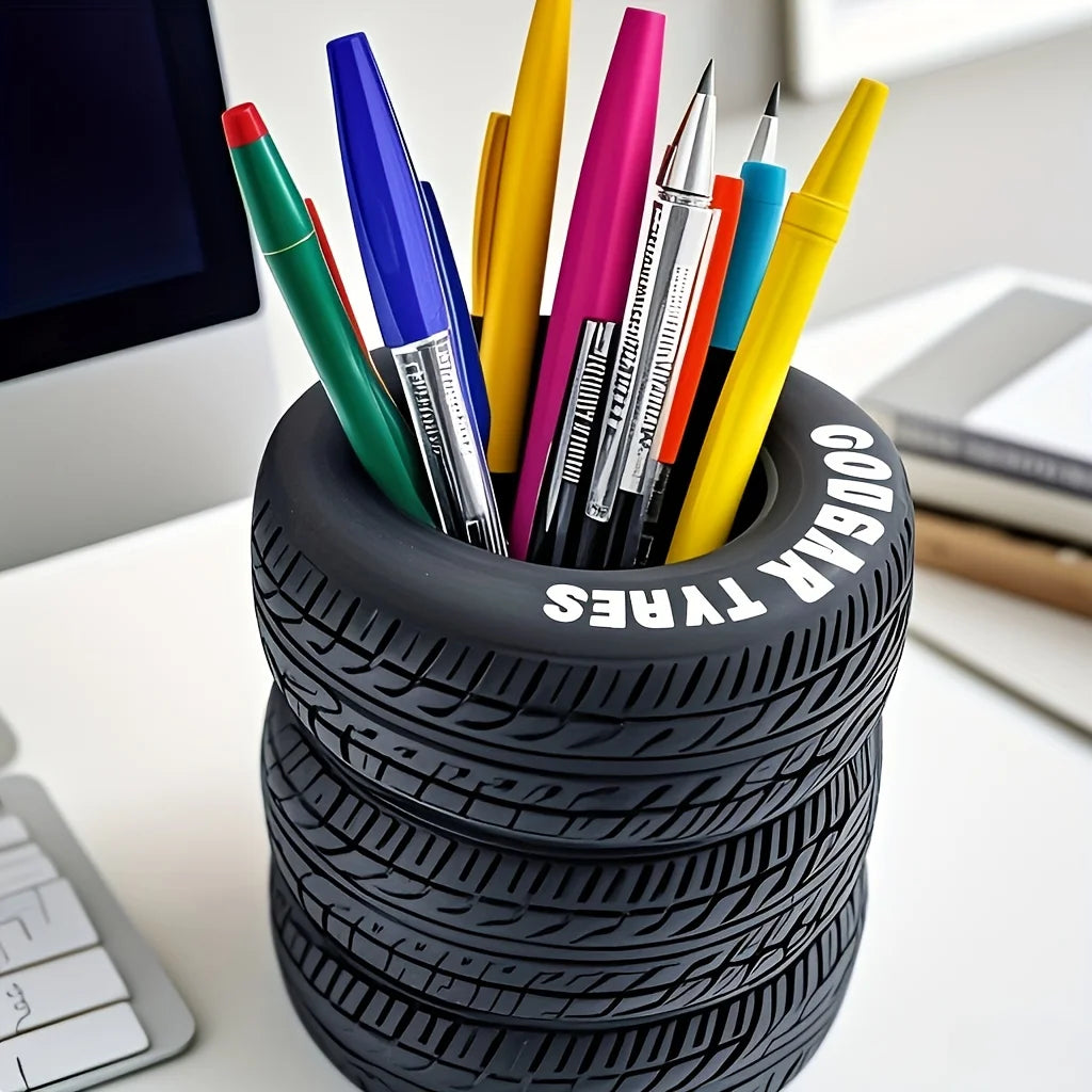 Portapenne a forma di pneumatico - Organizer da scrivania in PVC