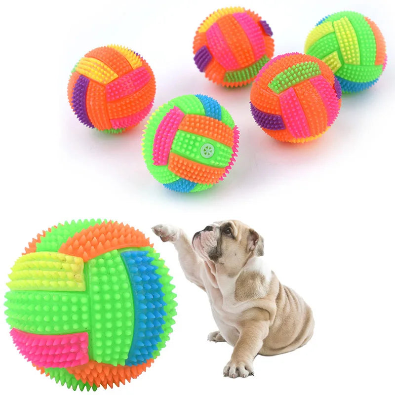 Palla luminosa e sonora per cani e gatti – Elastica, masticabile e colorata