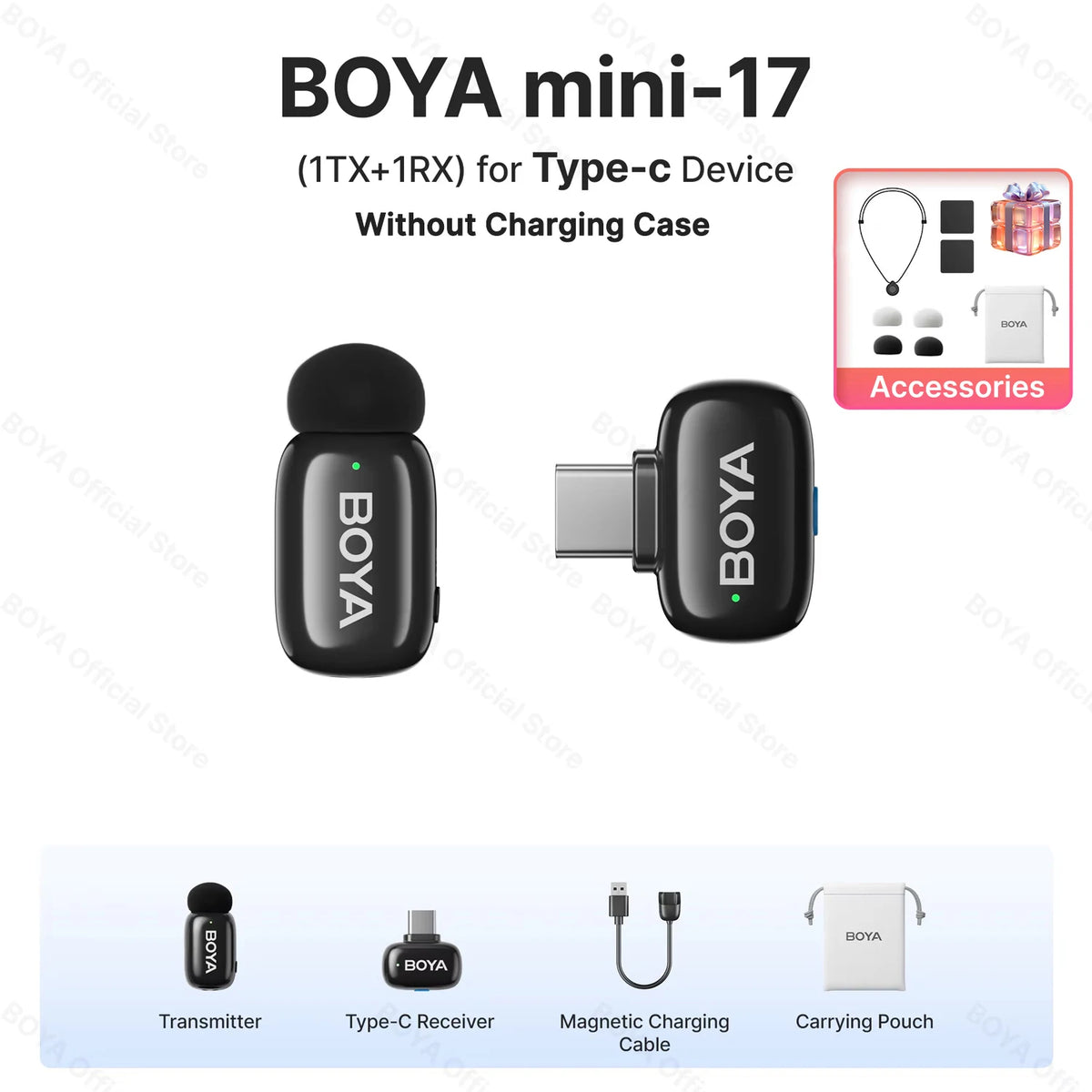 Microfono Lavalier Wireless 2.4 GHz per iPhone, iPad e Android Type‑C