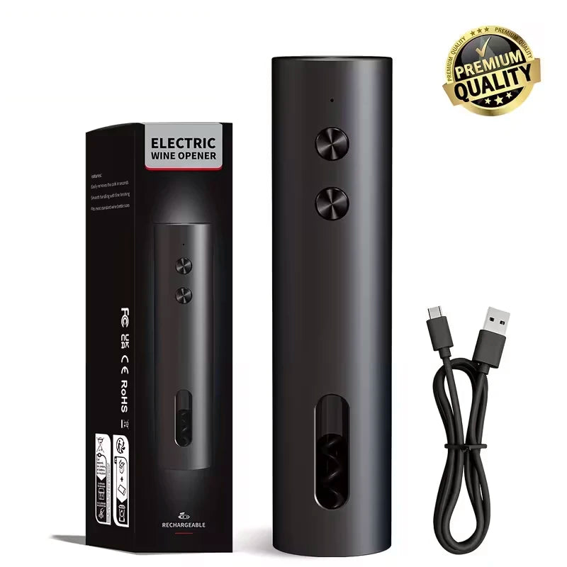 Apri Bottiglie Elettrico con Taglierina, Versatore e Tappo Sottovuoto USB‑C