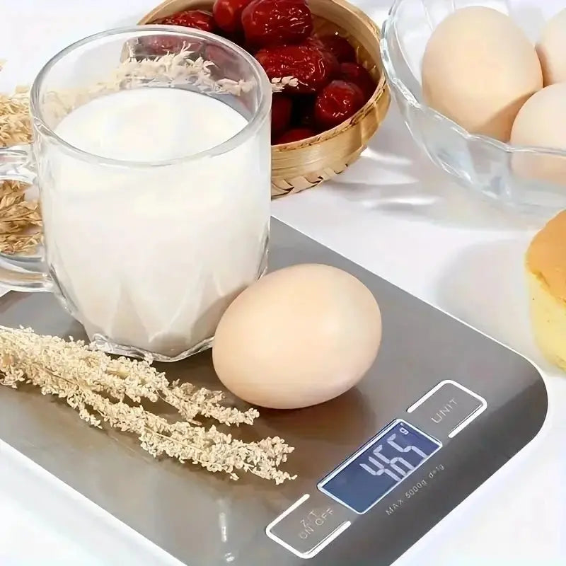 Bilancia da cucina LCD 10 kg, acciaio inox, precisione 1 g