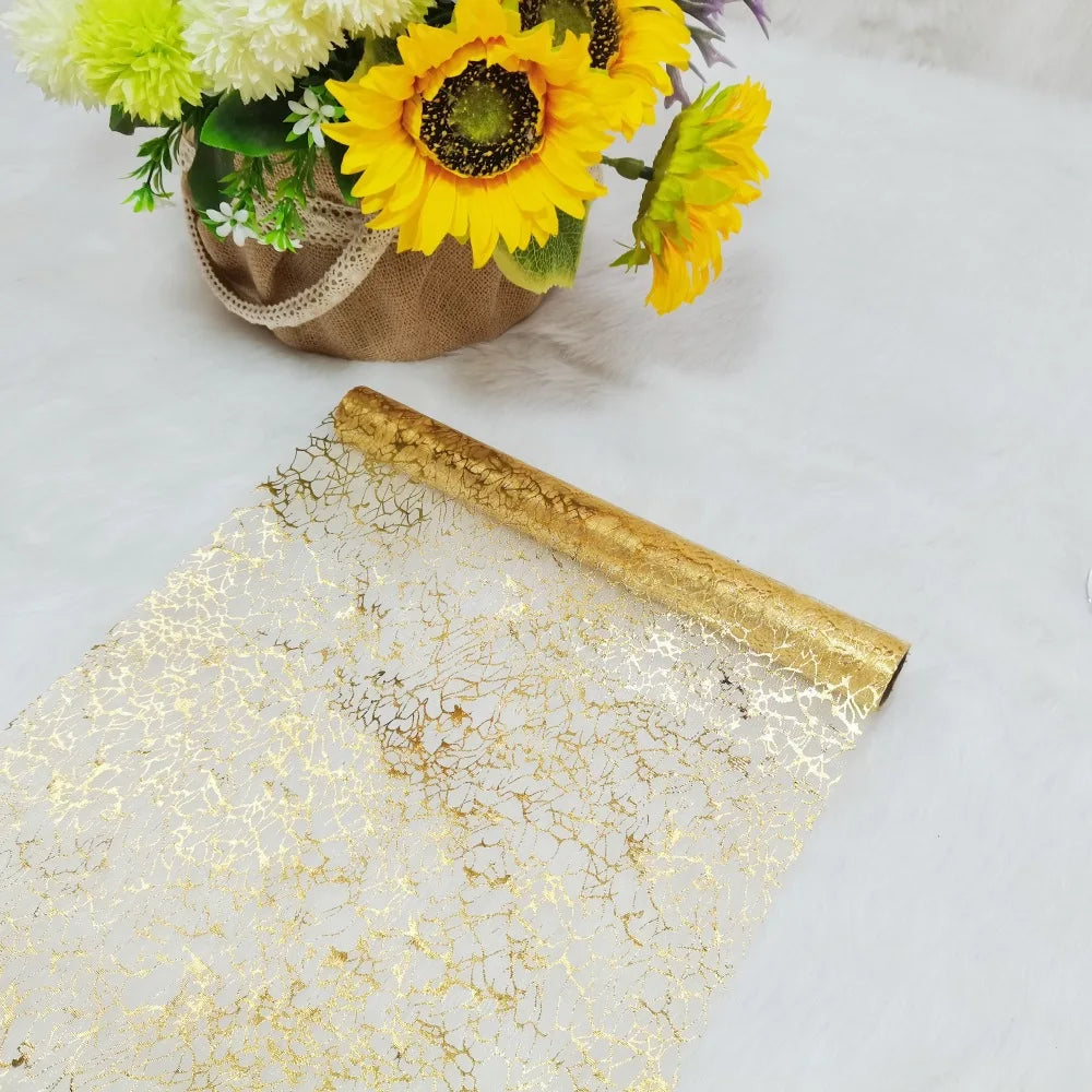 30x500cm Gold Table Runner Metallic Glitter Table Cloths Runner Metallic Roll Rectangle for Birthday Wedding Home Table Decor