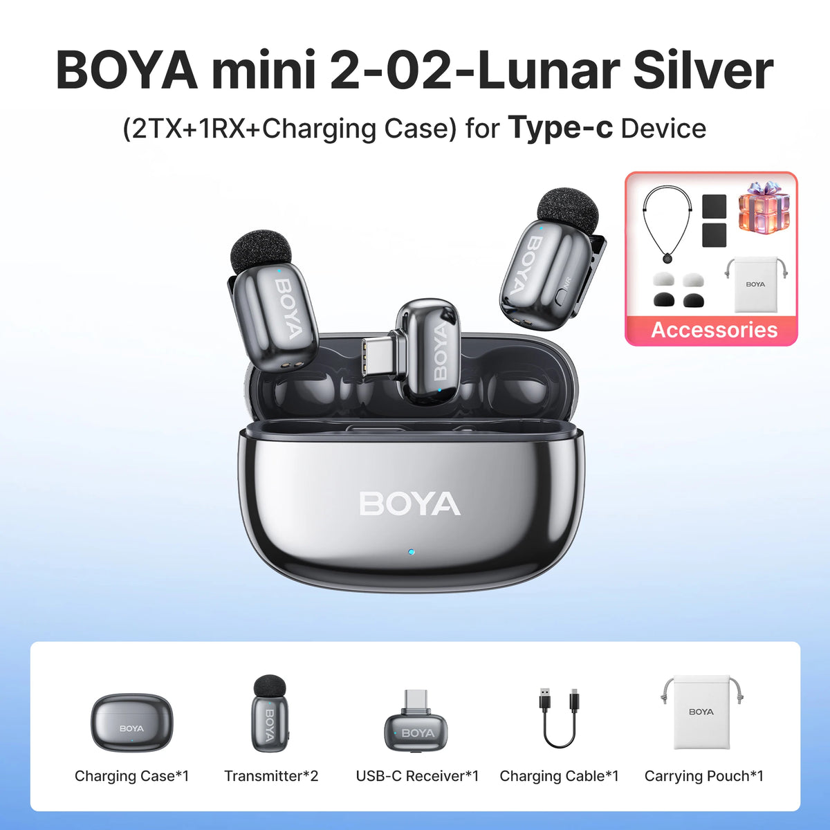 Microfono Lavalier Wireless Mini – Riduzione Rumore AI, iPhone e Android